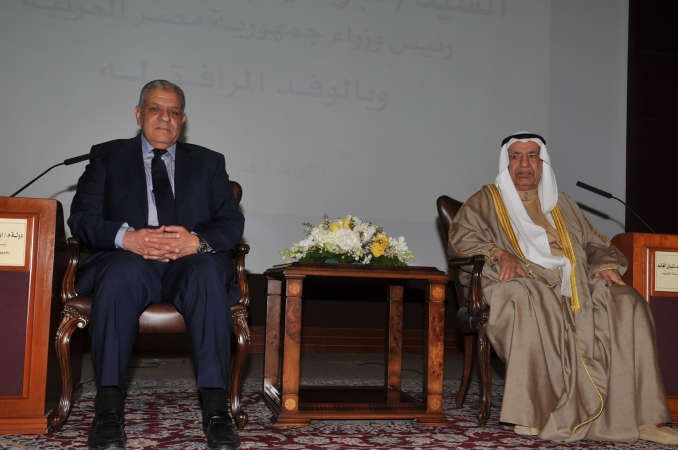 علي الغانم وابراهيم محلب خلال استقبال غرفة التجارة والصناعة الوفد المصري قاسم باشا