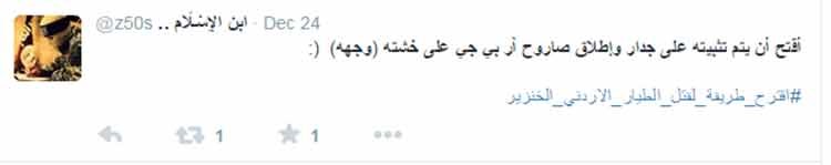 بعض من التغريدات التي اطلقها انصار التنظيم الداعشي يقترحون فيها اسليب جديدة لاعدام الطيار الاردني