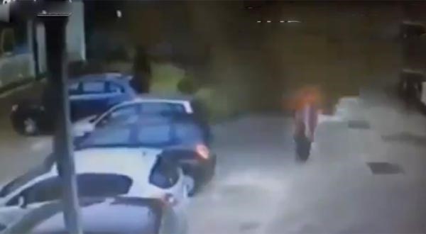 بالفيديو.. لحظات مرعبة لخمسينية سقطت فوقها شجرة