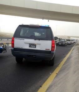 حادث تصادم الدائري السادس ادى الى اغلاق حارتين