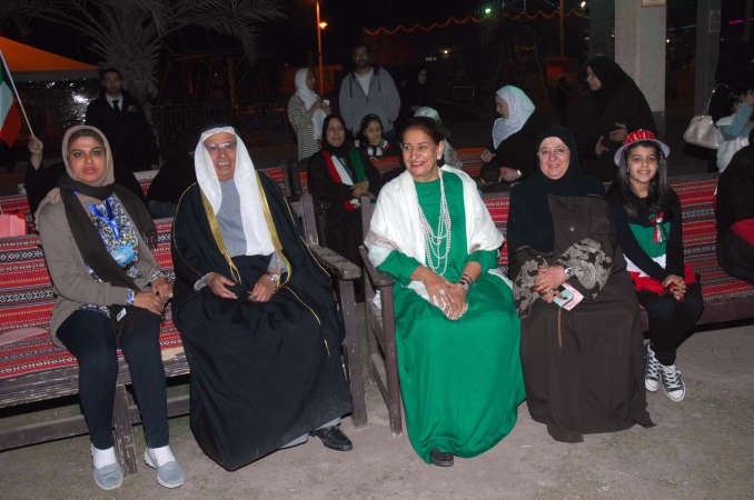 الشيخة شيخة العبدالله وابراهيم البغلي خلال الاحتفال	 هاني عبدالله﻿