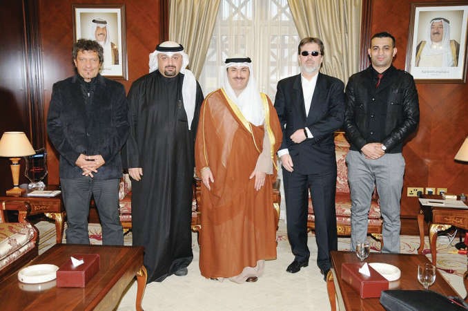 الشيخ خالد العبدالله وجمال النصرالله ونادر شلش مع هانريك هايمر وكورت بورجر 