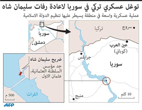 بالفيديو والصور.. تركيا تتوغل وتنقل رفات «سليمان شاه» من سورية .. ودمشق تتوعد 