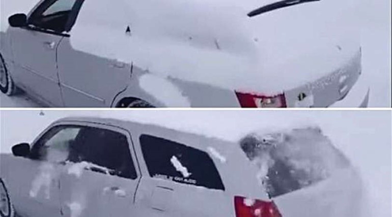 طريقة السائق لازالة الثلوج﻿