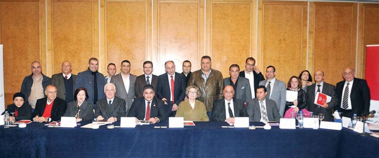 اعضاء اللجنة العليا المنظمة للالعاب الاقليمية الشتوية الاولى للاولمبياد الخاص اللبناني لمنطقة الشرق الاوسط وشمال افريقيا في فندق جفينورروتانا الحمرا محمود الطويل
