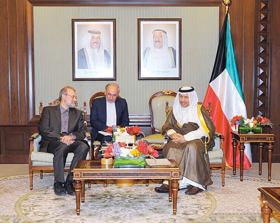 سمو الشيخ جابر المبارك مستقبلا دعلي لاريجاني﻿