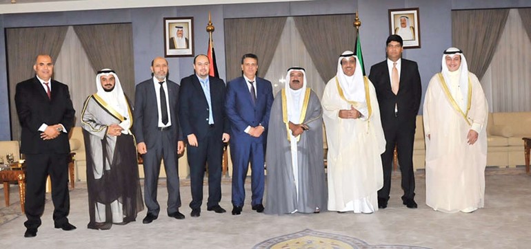 الشيخ ناصر صباح الاحمد ومبارك الخرينج ودمحمد الحويلة وعبداللطيف وهبي والوفد المغربي﻿