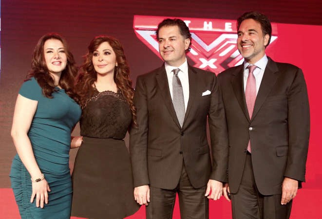 راغب واليسا ودنيا ومازن حايك اثناء المؤتمر الصحافي﻿