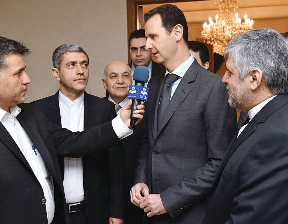 صورة وزعتها وكالة سانا للرئيس السوري بشار الاسد متحدثا للتلفزيون الايراني﻿