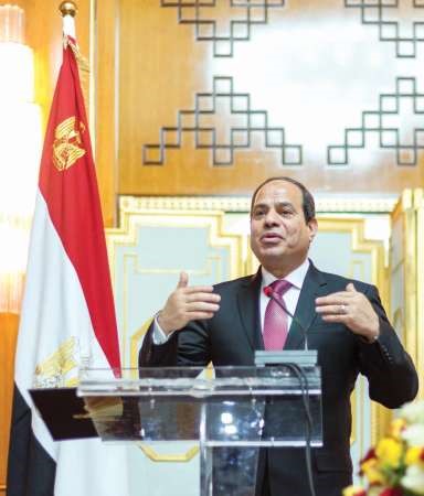 الرئيس المصري عبد الفتاح السيسي خلال مؤتمر صحافي باثيوبيا امس الاول اپ