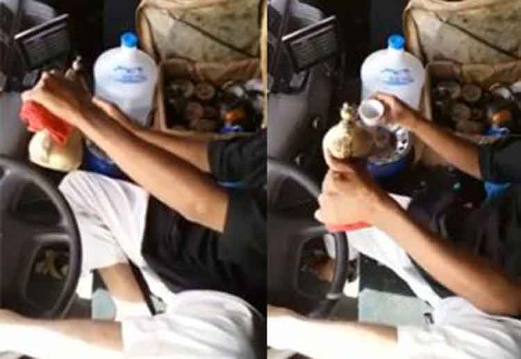 بالفيديو.. خليجي مستهتر يجهز القهوة ويغليها اثناء قيادته السيارة
