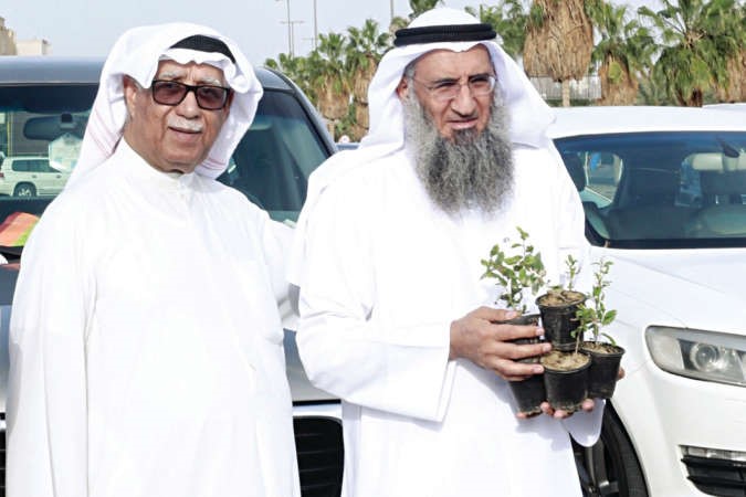 مختار الروضة محمد جاسم الحيدر خلال توزيع الشتلات﻿