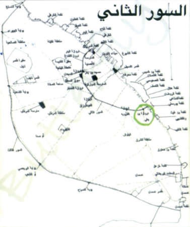 موقع دروازة البطي في سور الكويت على الخريطة