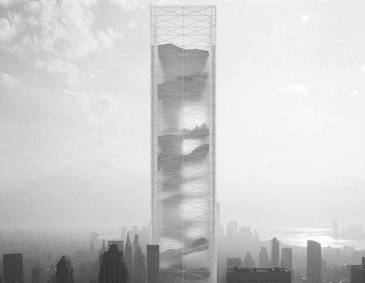 1- ناطحة السحاب ايسنس، بولندا حصل 4 مهندسون معماريون من بولندا على الجائزة الاولى بالمسابقة، وذلك بفضل تقديمهم لهذا المشروع الذي يقترح تاسيس بيئة غير حضرية في وسط مدينة كثيفة، حيث تضم ناطحة السحاب مناطق طبيعية متنوعة مثل الغابات ومناطق للاسماك وغيرها
