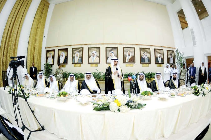 رئيس مجلس الامة مرزوق الغانم يلقي كلمته بحضور الشيخ صباح الخالد وخالد الجارالله وديوسف الزلزلة وفارس العتيبي وحمد الهرشاني وماضي الهاجري وعبدالله المعيوف وعلام الكندري