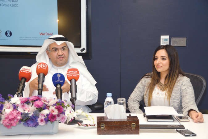 ماجد التركيت وكنده الفارس خلال المؤتمر الصحافي