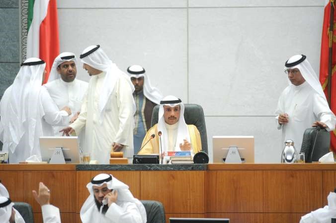 رئيس مجلس الامة مرزوق الغانم ومبارك الحريص وانس الصالح واحمد القضيبي على المنصةهاني الشمري
