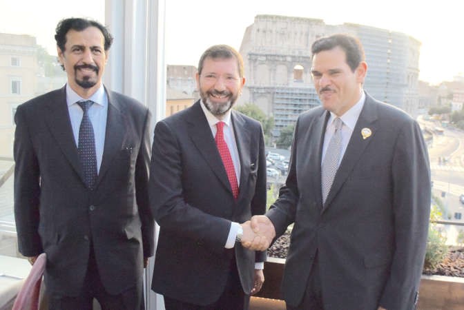 الشيخ سلمان الحمود وعمدة روما اغناسيو مارينو والسفير الشيخ علي الخالد