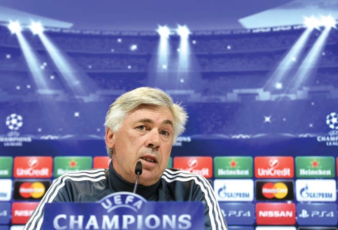 مدرب ريال مدريد كارلو انشيلوتي في المؤتمر الصحافي
