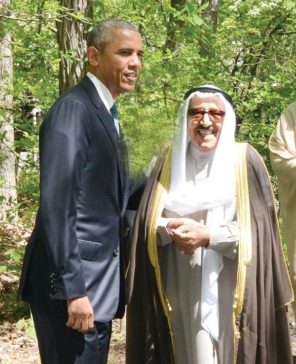 الرئيس الاميركي باراك اوباما مرحبا بصاحب السمو الامير الشيخ صباح الاحمد في كامب ديڤيد