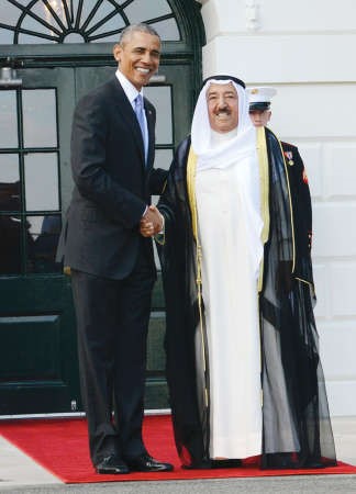 صاحب السمو الامير الشيخ صباح الاحمد والرئيس الاميركي باراك اوباما في البيت الابيض امس ﻿