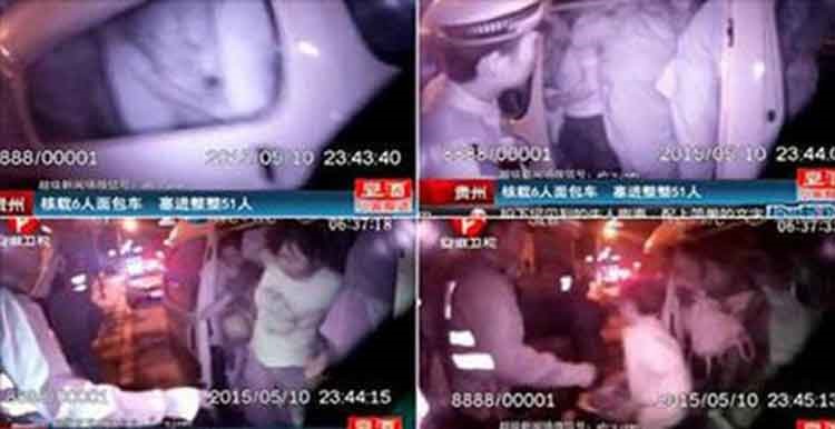 بالفيديو.. ضبط 50 عاملًا داخل حافلة سعة 6 أفراد في الصين