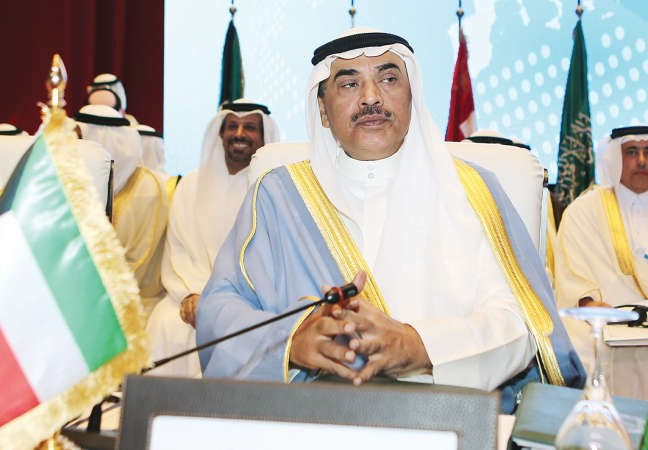 النائب الاول لرئيس مجلس الوزراء ووزير الخارجية الشيخ صباح الخالد خلال ترؤسه وفد الكويت في الاجتماع الوزاري الخليجي - الاوروربي الرابع والعشرين بالدوحة امسافپ
