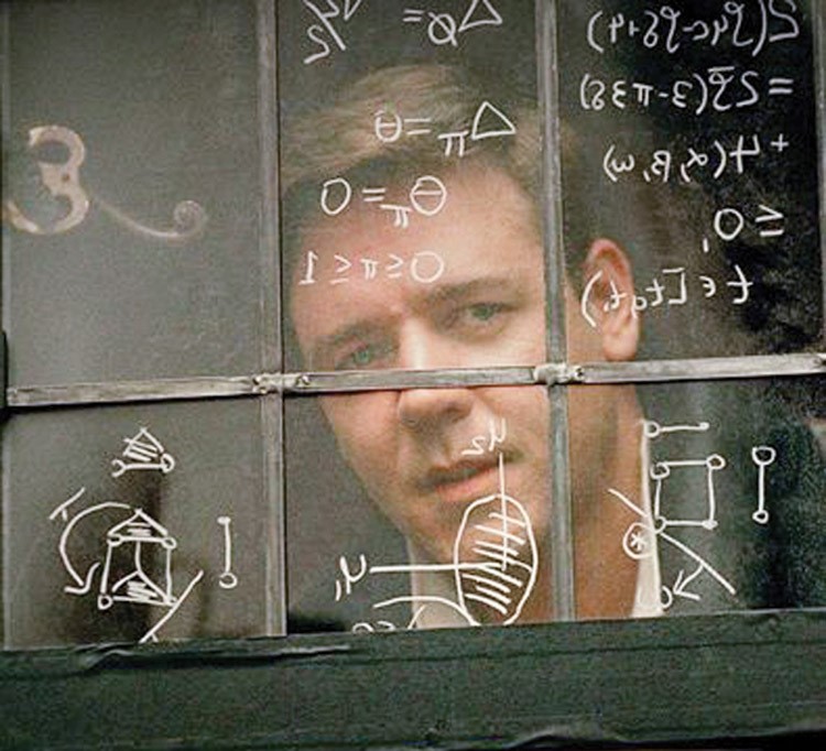 لقطة للممثل راسل كرو من فيلم Beautiful Mind والذي عرض عام 2001 ومستلهم من حياة ناش ويعتمد على سيرته الذاتية ﻿