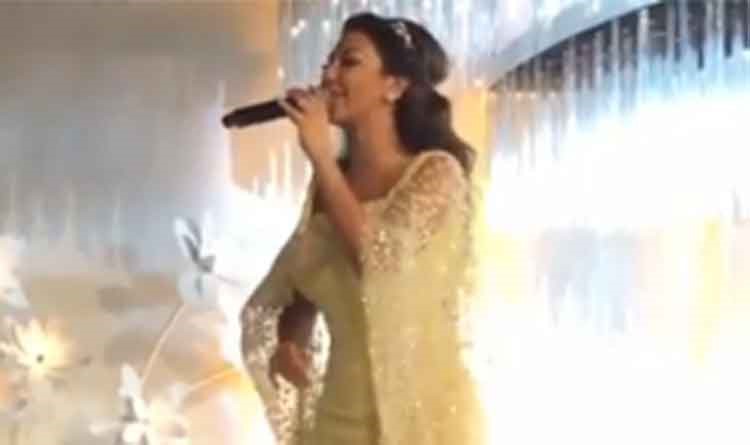 بالفيديو.. ميريام فارس تنافس عروساً ملكية بفستان أبيض أنيق