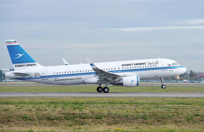 احدى طائرات ايرباص A320 الجديدة المنضمة الى شركة الخطوط الجوية الكويتية﻿