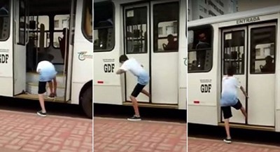بالفيديو.. كيف انتقم سائق حافلة من طفل حاول المزاح معه