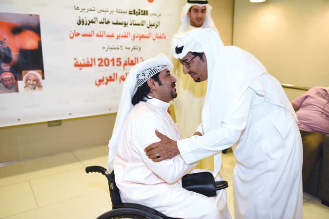عبدالله السدحان مرحبا بسفير المعاقين الشاعر عبدالكريم العنزي﻿