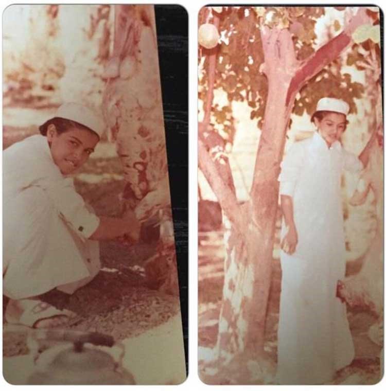 شاهد.. العريفي ينشر صوراً له وهو طفل يساعد أسرته في ذبح الأضاحي