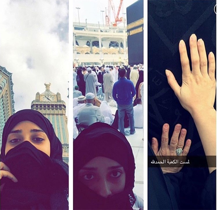 بالصور.. الفنانة بلقيس بالنقاب تؤدي العمرة لأول مرة في حياتها وتلمس الكعبة المشرفة