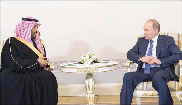 الرئيس الروسي فلاديمير بوتين خلال مباحثاته في موسكو معصاحب السمو الملكي الامير محمد بن سلمان ولي ولي العهد النائب الثاني لرئيس مجلس الوزراء وزير الدفاع السعودي واس