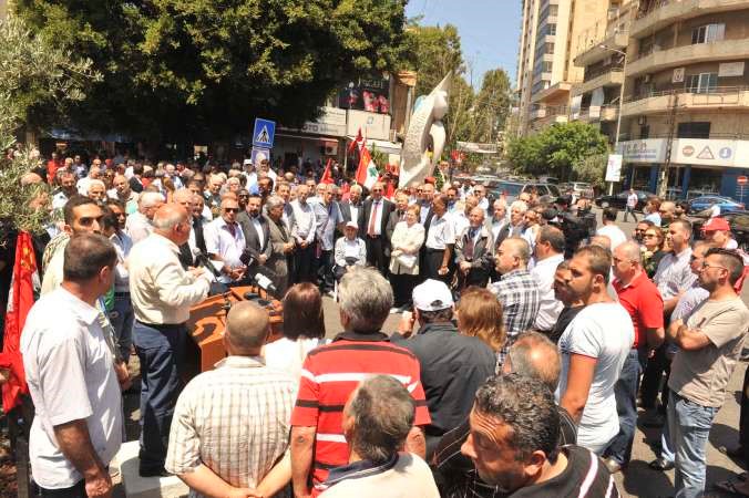 جانب من احتفال الحزب الشيوعي ببيروت في ذكرى اغتيال جورج حاوي محمود الطويل