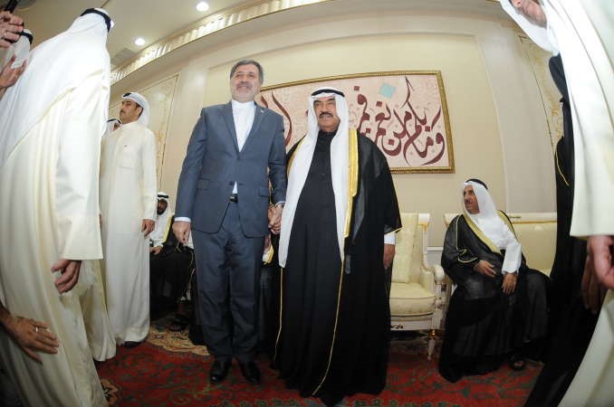 السفير الايراني د علي رضا عنايتي مهنئا سمو الشيخ ناصر المحمد﻿