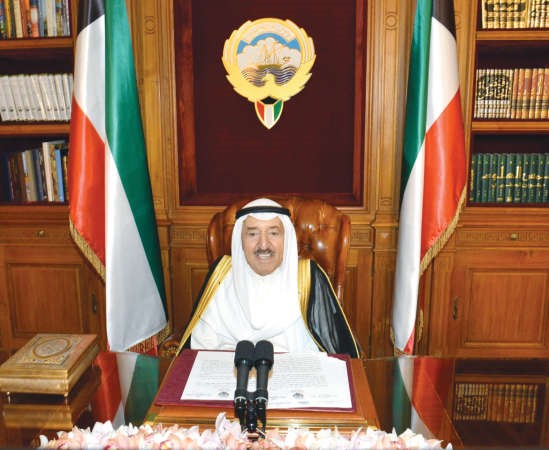 صاحب السمو الامير الشيخ صباح الاحمد خلال القائه كلمة بمناسبة العشر الاواخر من رمضان 
