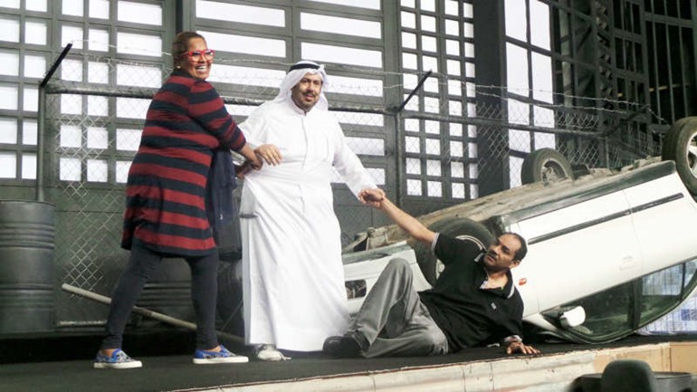 المسلم والشعيبي والردهان في بروفات المسرحية﻿