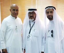 مستشار الادارة العامة الزميل يوسف عبدالرحمن مستقبلا ابو بلال الورتلاني ورشيد اسكر 	﻿