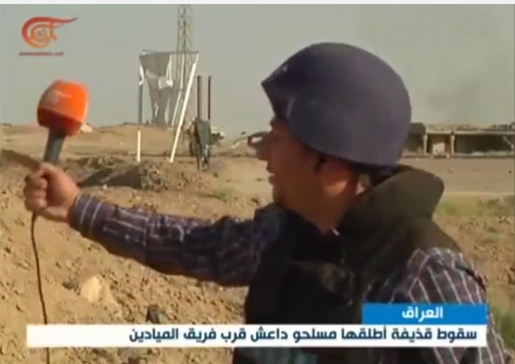 بالفيديو.. لحظة سقوط قذيفة "داعشية" على فريق قناة "الميادين" وهروب المصورين 