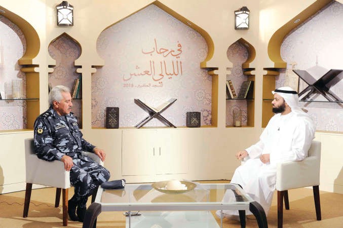 اللواء محمود الدوسري خلال مشاركته في الاستوديو الاعلامي 	هاني عبدالله﻿