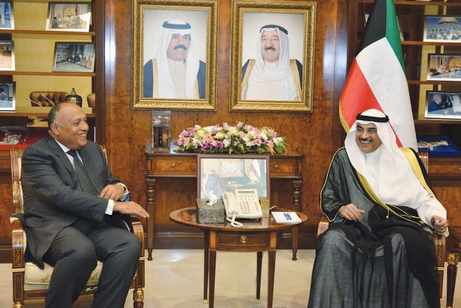  الشيخ صباح الخالد مع وزير الخارجية المصري سامح شكري 