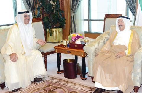 صاحب السمو الامير الشيخ صباح الاحمد خلال استقباله مبارك الخرينج