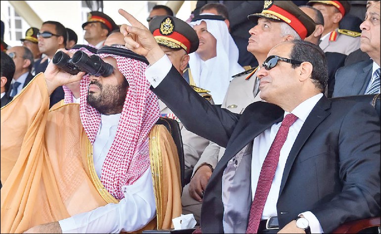 الرئيس عبد الفتاح السيسي وصاحب السمو الملكي الامير محمد بن سلمانيتابعان عروضا جوية خلال الاحتفال بتخريج دفعات عسكرية جديدة						واس