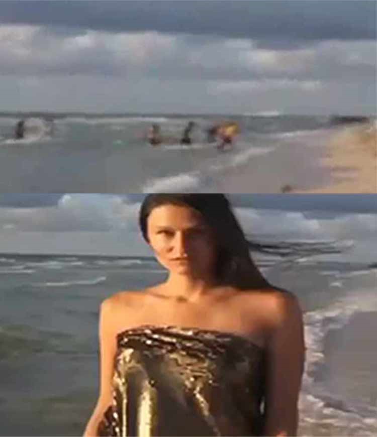 بالفيديو.. شاهد كيف ظهر المهاجرون وراء العارضة الروسية!