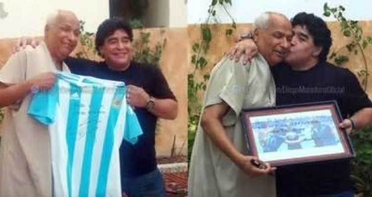 صورة: مارادونا يزور حكماً تونسياً احتسب هدفه الشهير بـاليد