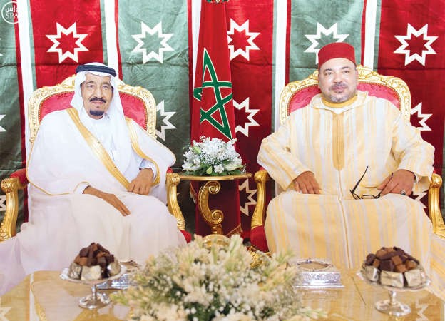 خادم الحرمين الشريفين الملك سلمان بن عبدالعزيز خلال حضوره حفل يوم الشباب المجيد برفقة العاهل المغربي الملك محمد السادس				واس﻿
