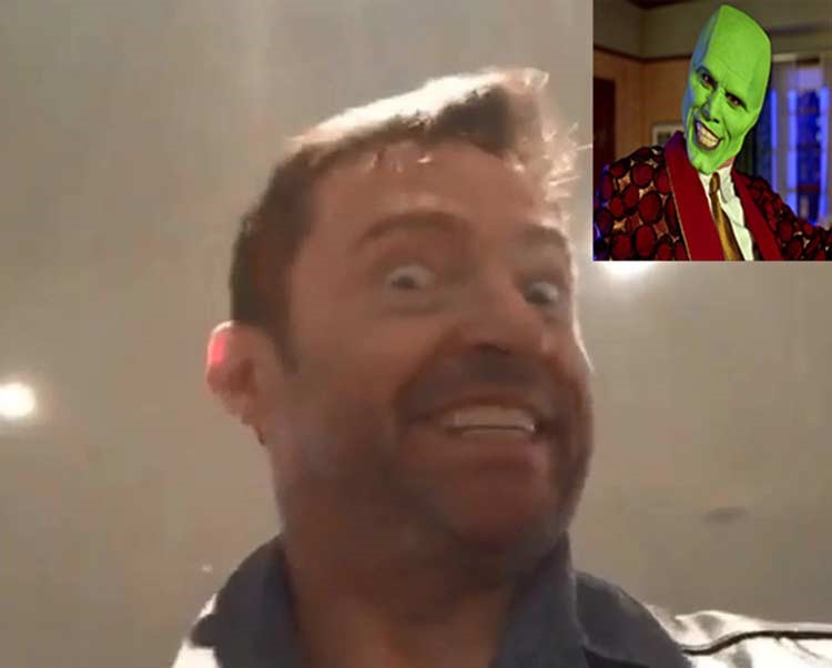 بالفيديو.. شاهد هيو جاكمان يقلد جيم كاري في شخصية The Mask.. والأخير يرد بصورة!