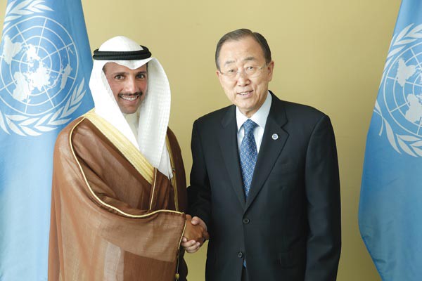 بان كي مون لدى استقباله رئيس مجلس الامة مرزوق الغانم